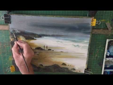 480x360 How To Watercolour Beach Painting Stormy Sky