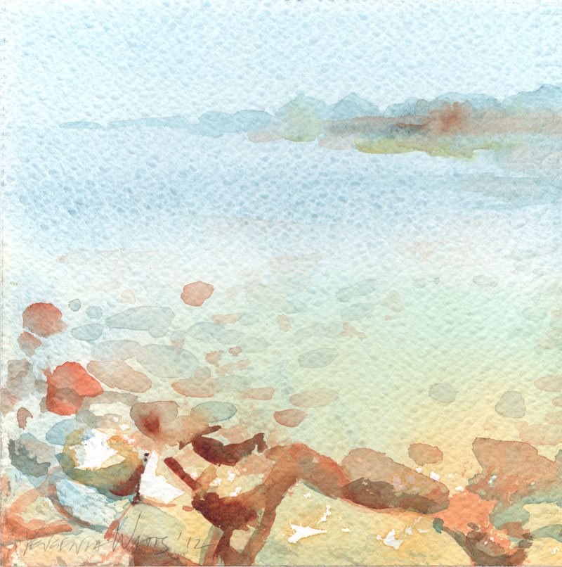 800x806 Foggy And Clear Ocean Watercolor Painting Art By Yevgenia Watts