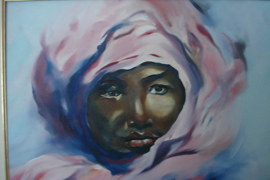 900x600 Black Woman In Pink Veil Painting By Marrie Pierrette Cloutier