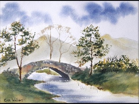 480x360 How To Paint A Stone Bridge,trees And Water In Watercolour With