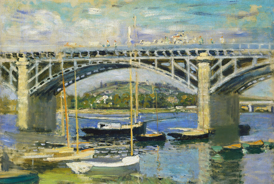 900x607 Bridge Over The River At Argenteuil Painting By Claude Monet