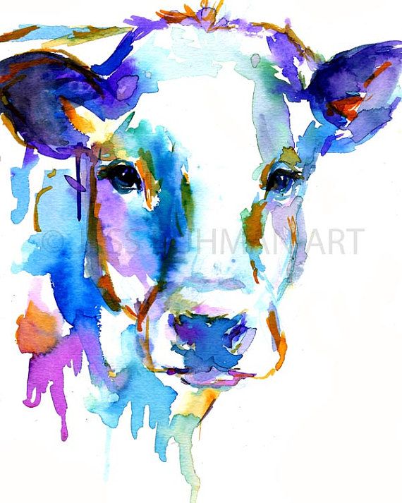 570x713 Cow By Jessica Buhman, Print Of Original Watercolor Painting, 8 X