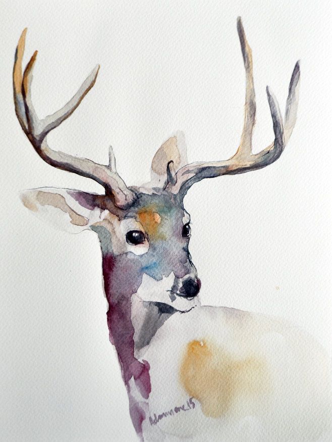 658x875 Deer Original Watercolor Painting