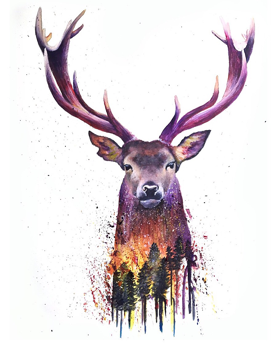 900x1125 Artfido Buy Art Online Deer Watercolor 2737408274