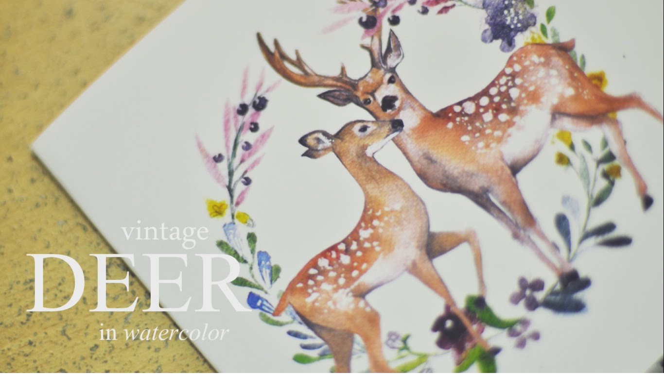 1366x770 Deer In Watercolor Speed Painting By Alodiayap