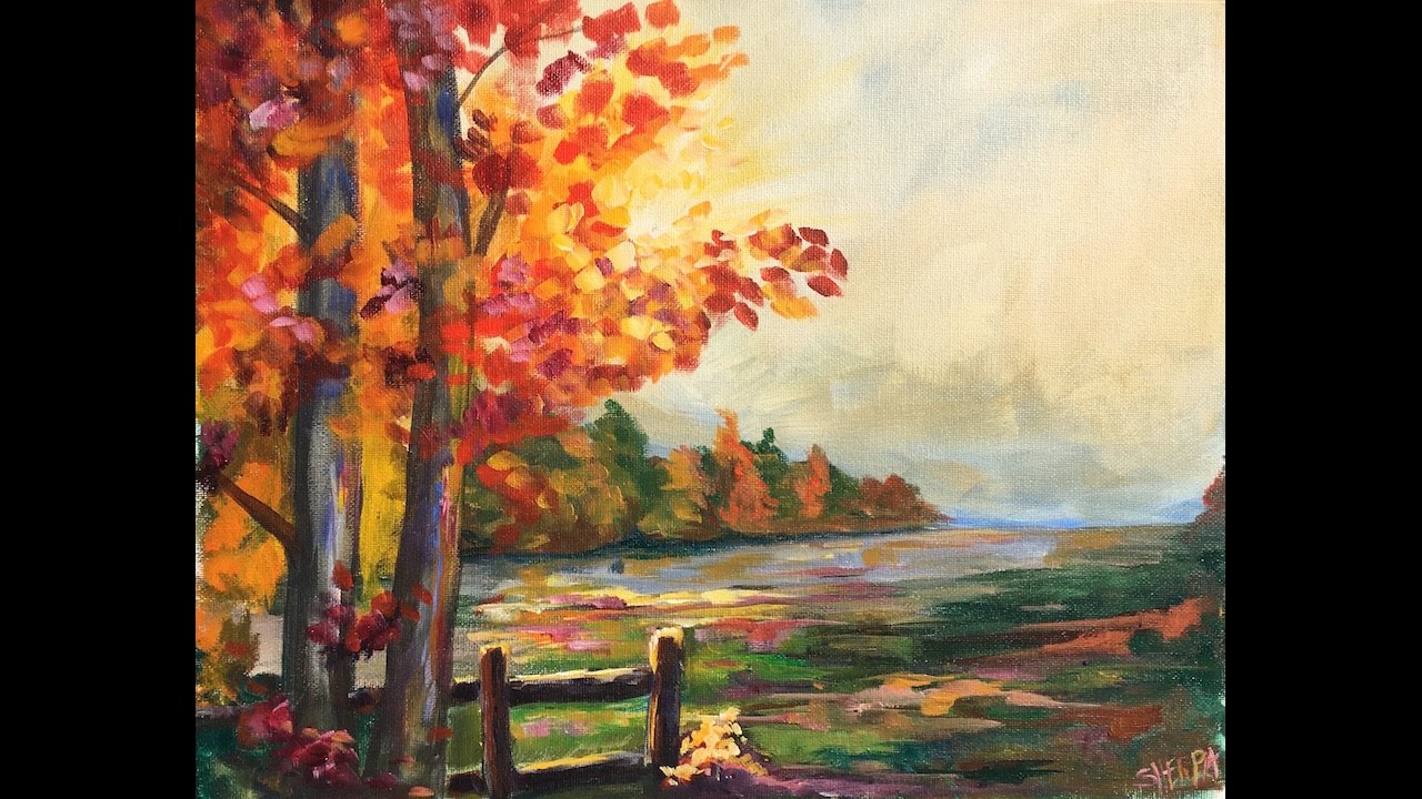 1280x720 Beginner Learn To Paint A Landscape Full Acrylic For Fall Autumn