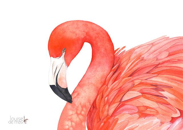 642x455 Flamingo Watercolor Painting Print F10416 5 By 7 Size Etsy