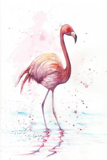 375x559 Flamingo Watercolour Painting By Natalja Picugina Saatchi Art