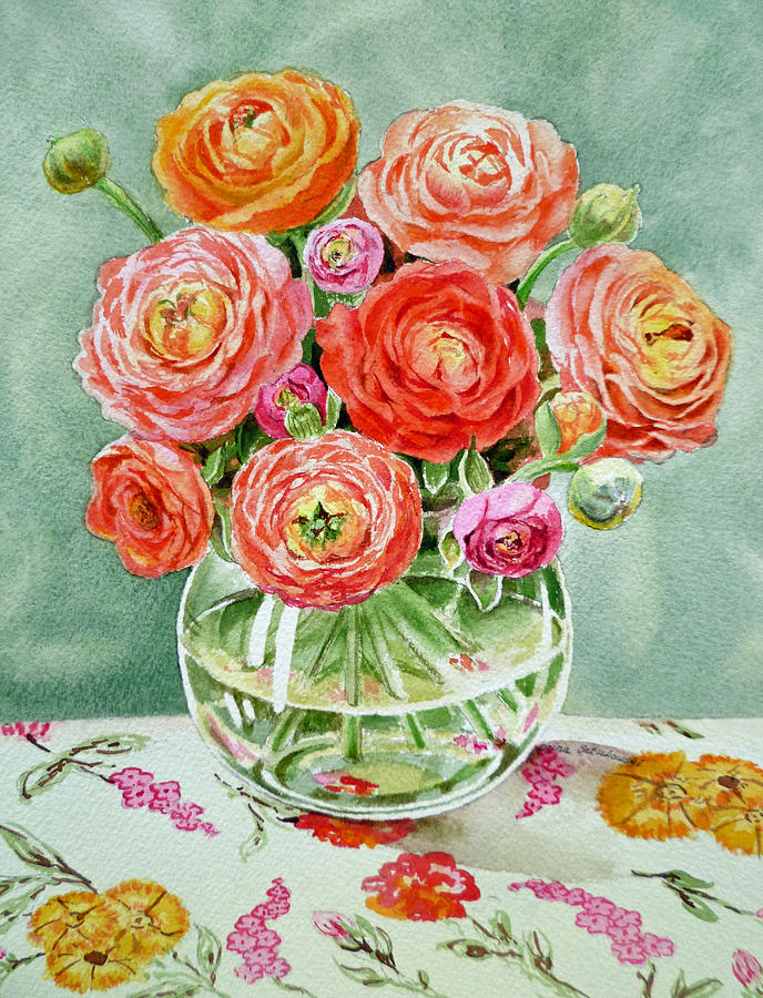 688x900 Flowers In The Glass Vase Painting By Irina Sztukowski