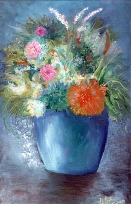 258x400 Flowers In A Blue Vase Oil Painting Fine Arts Gallery