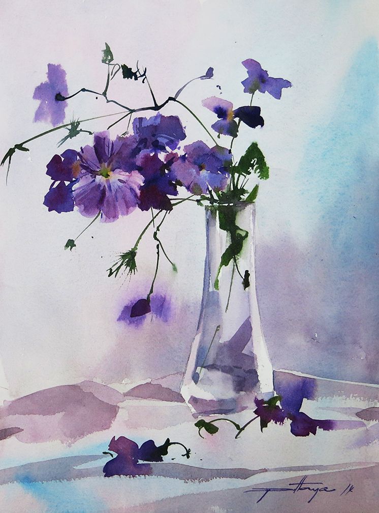 746x1008 Flowers In Vase Watercolor Flowers, Watercolor And