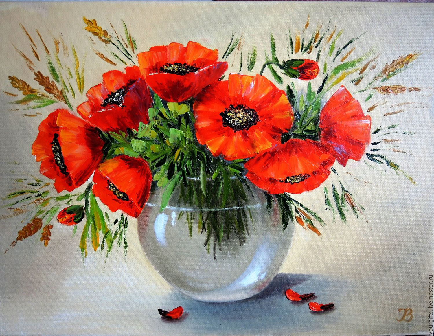 1500x1161 Red Poppies Oil Painting Flowers In A Vase Shop Online On