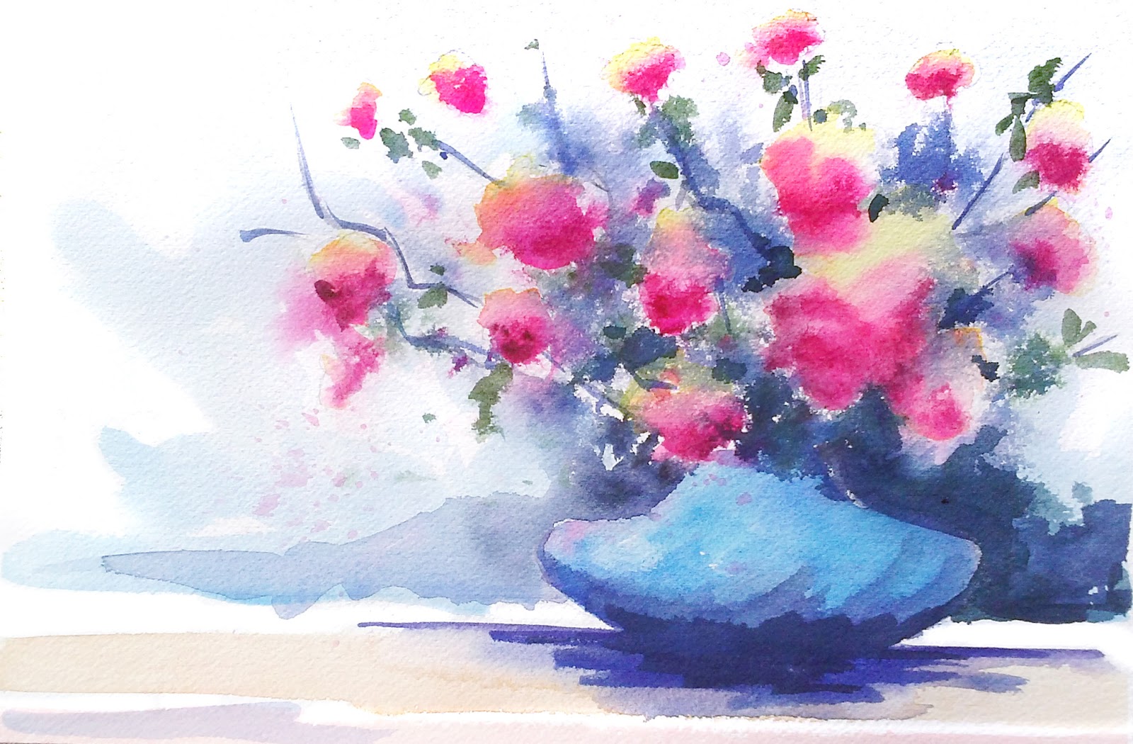 1600x1050 The Art Of Andy Fling Watercolor Flowers In Vase Loose Watercolor