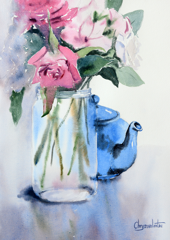 567x800 Watercolor Flowers In Vase