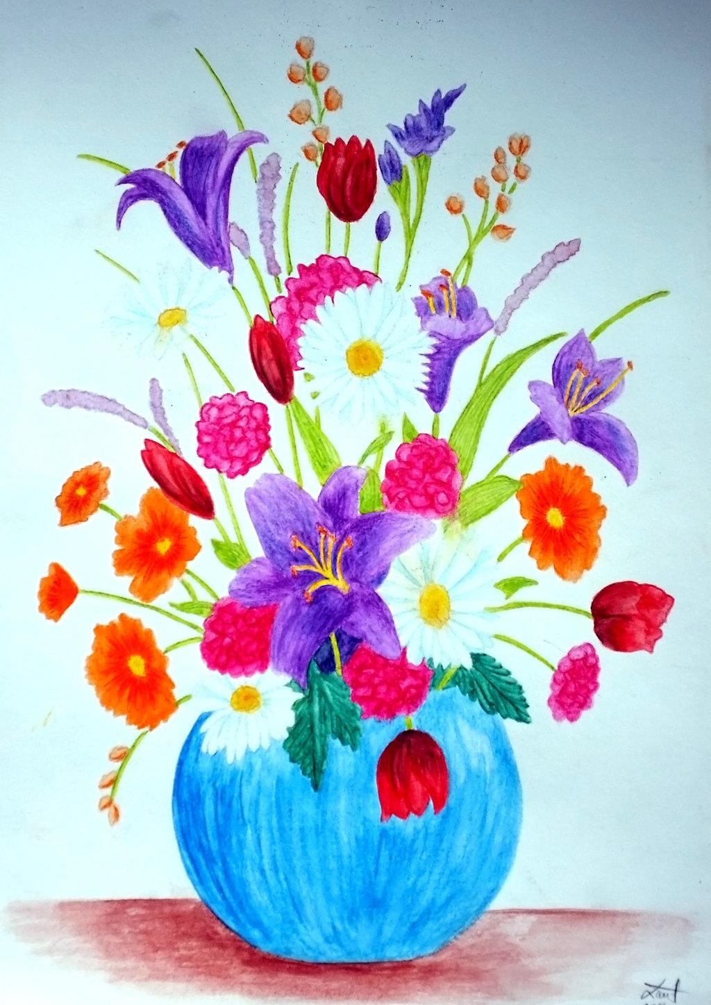1024x1447 Flower Vase Pot Painting Luxury Flowers In A Vase Watercolor