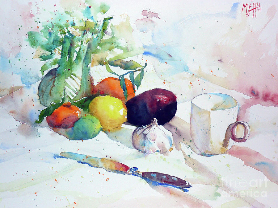 900x675 Cup Fruits And Vegetables Painting By Andre Mehu