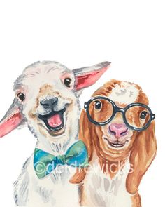 236x295 Goat Watercolor Painting Original Art Print Animal Art , Kitchen