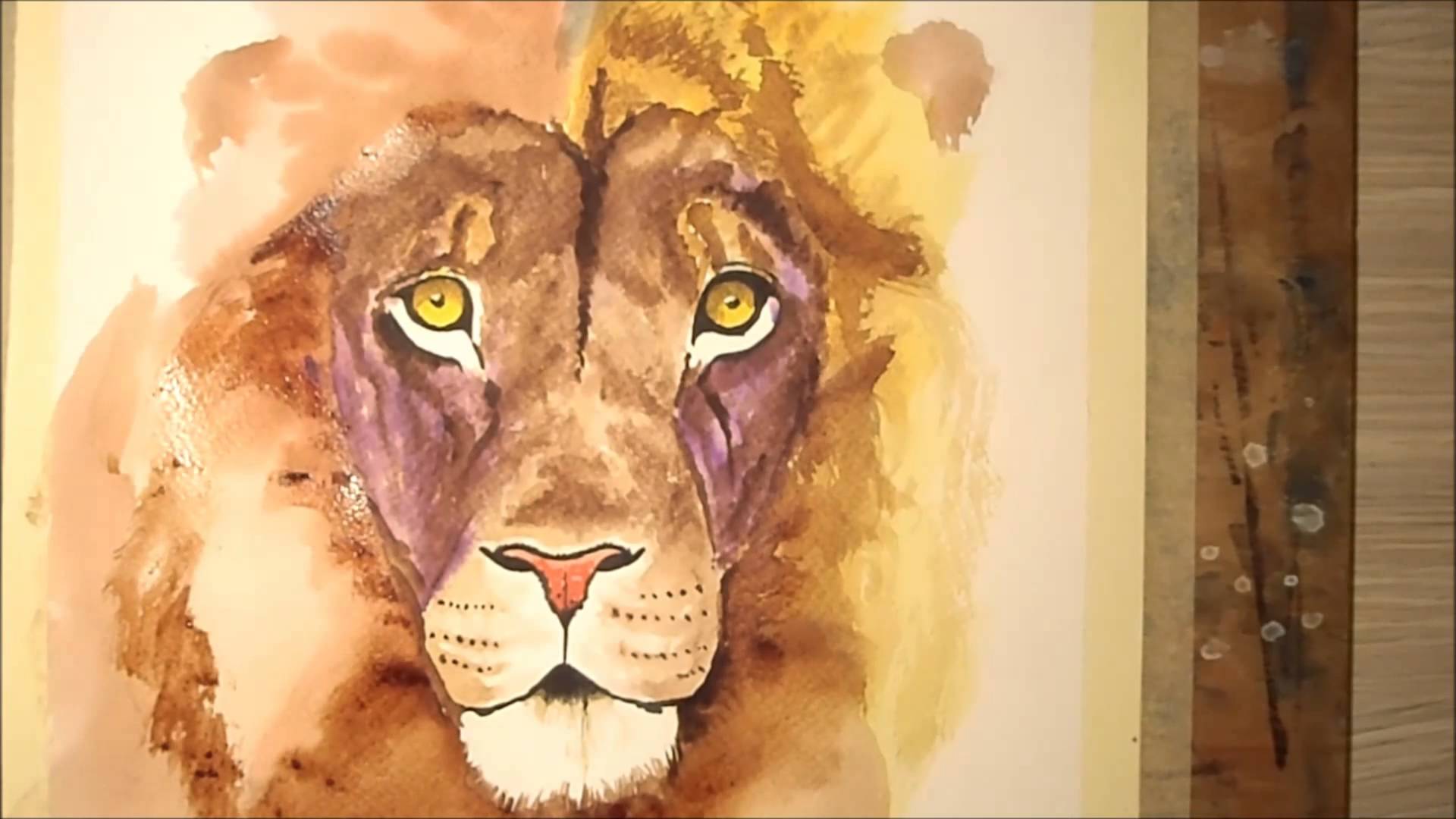 1920x1080 Painting Lion Watercolor