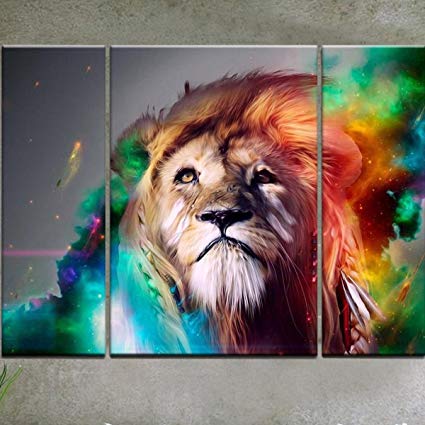 425x425 Rain Queen Modern Abstract Art Colorful Lion Oil