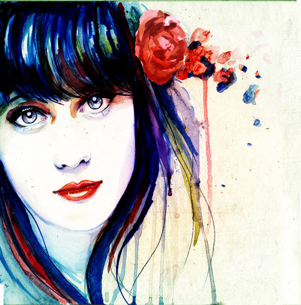 600x608 Zooey Watercolor By Isaiahstephens