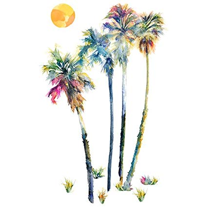 425x425 Roommates Rmk2782gm Watercolor Palm Trees Peel Amp Stick Giant Wall
