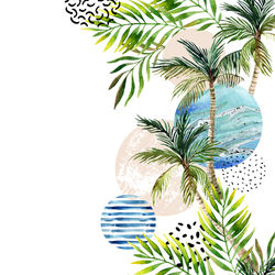 250x250 Watercolor Palm Tree Leaf Wallpaper