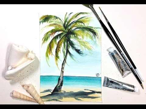 480x360 Easy Watercolor Real Time Palm Tree Painting Demonstration