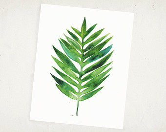 340x270 Palm Leaf Watercolor Artwork Watercolor Palm Poster Tropical