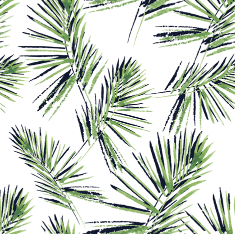 470x469 Watercolor Palm Leaves Pattern Fabric