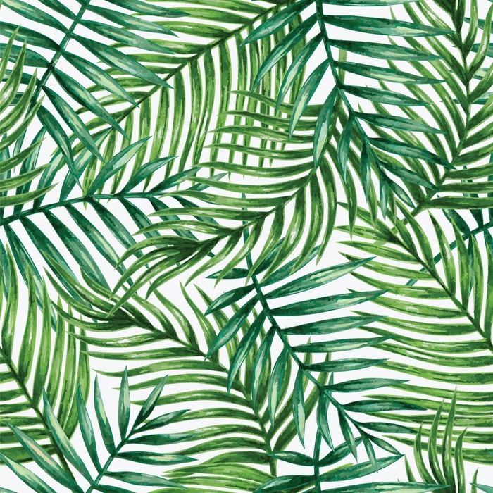 700x700 Watercolor Tropical Palm Leaves Seamless Pattern. Vector