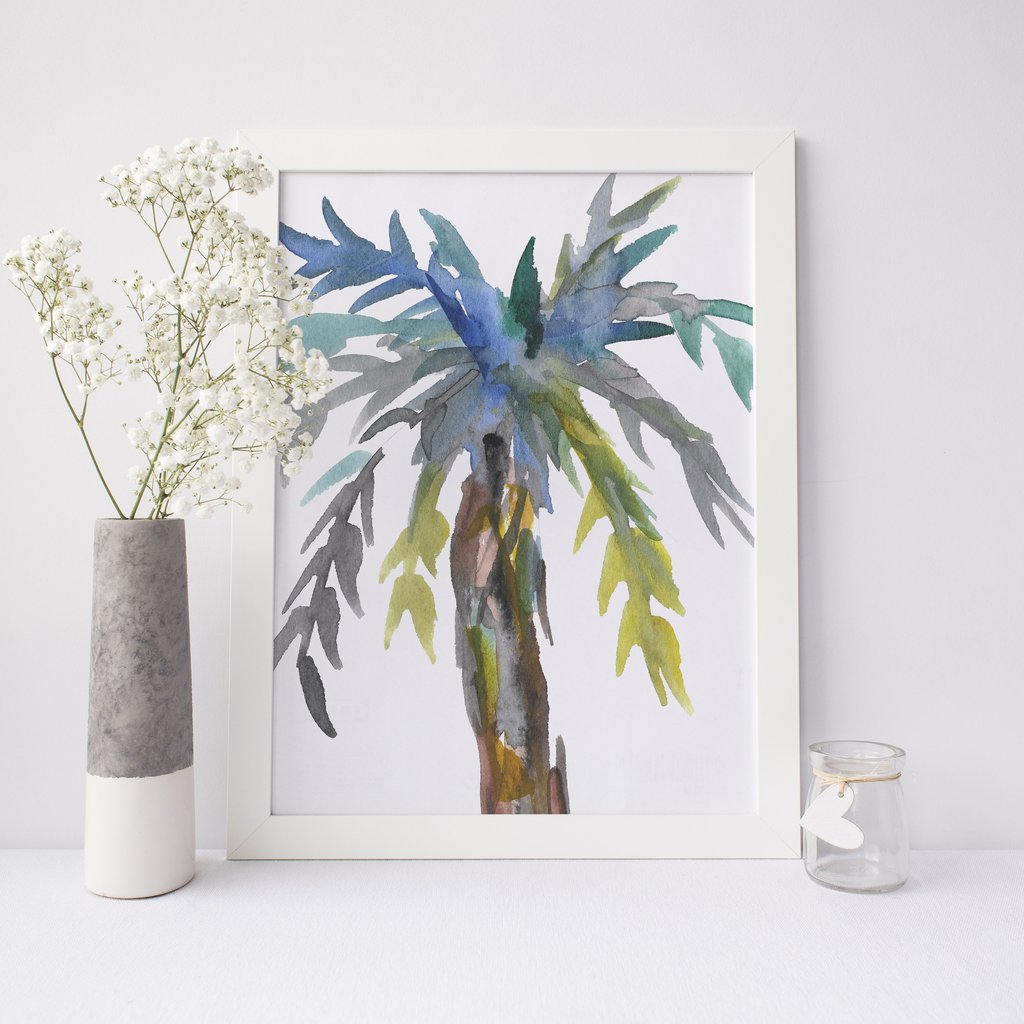 1024x1024 Watercolor Palm Tree Abstract Wall Art Digital Print Jetty Home