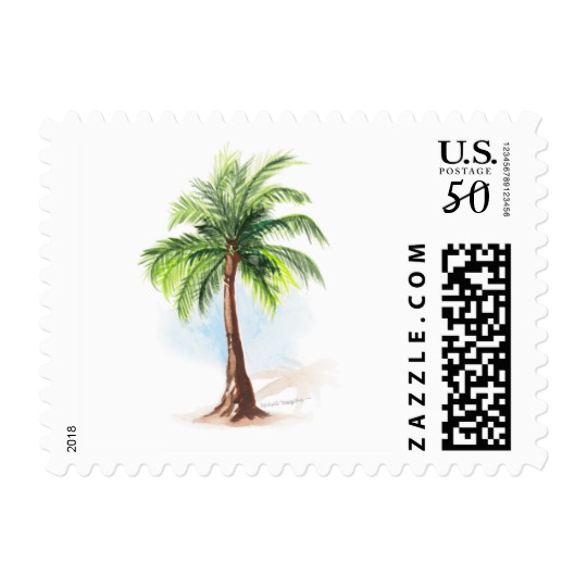 540x540 Watercolor Palm Tree Postage Stamps