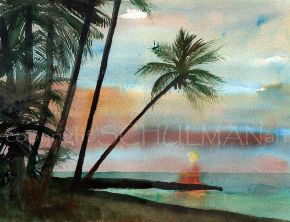 1000x765 Original Watercolor Painting Seascape Beach Scenes Landscape