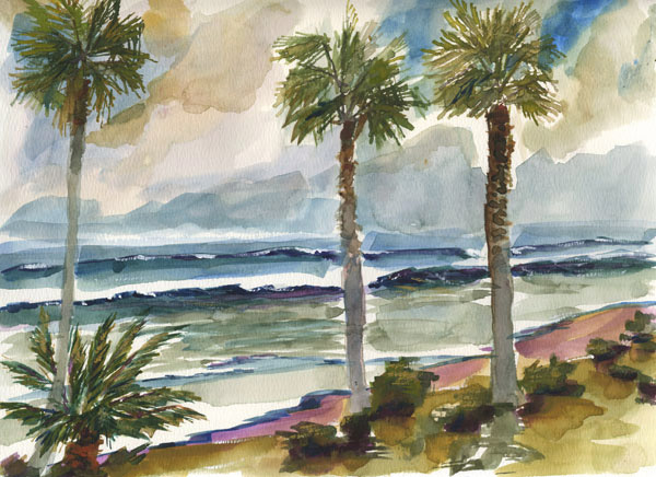 600x436 Beach Palm Trees Modern Contemporary Seascape Landscape And Still