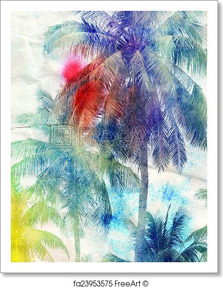 450x580 Watercolor Silhouettes Of Palm Trees Art Print Home Decor Wall Art