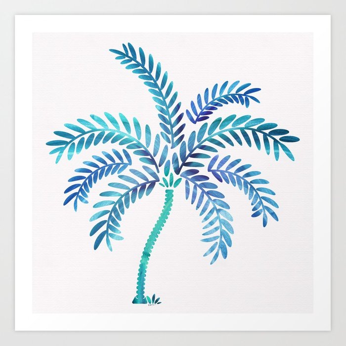 700x700 Whimsical Watercolor Palm Tree Art Print By Kristiangallagher