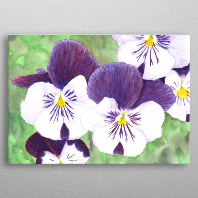 640x640 Pansies Flowers Watercolor P... By Metal Posters
