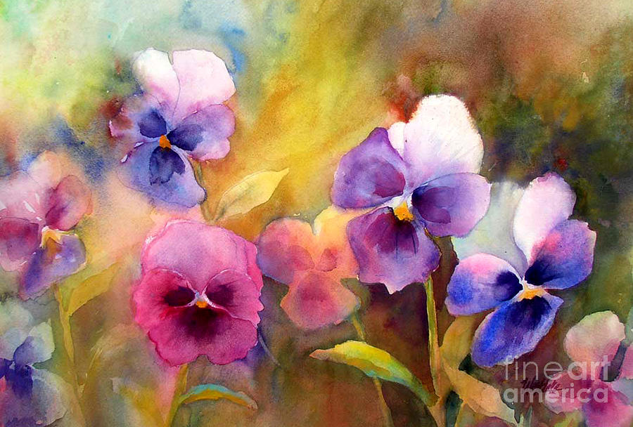 900x608 Pansy Party Painting By Wendy Westlake