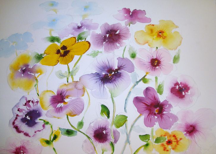 728x520 How To Paint Pansies In Watercolor (With Pictures)