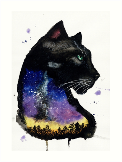 413x549 Galaxy Panther Art Prints By Creaturesofnat Redbubble