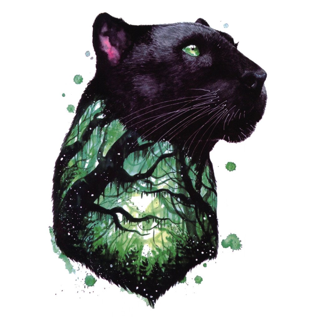 1024x1024 Temporary Tattoo Animals Watercolor Panther