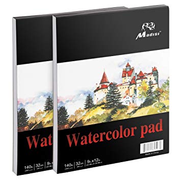 355x355 Madisi Watercolor Paper Pad, 9 X 12, 32 Sheets, 140lb