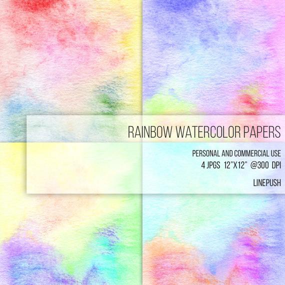 570x570 Sale Rainbow Watercolor Papers. Digital Papers. Watercolor Etsy