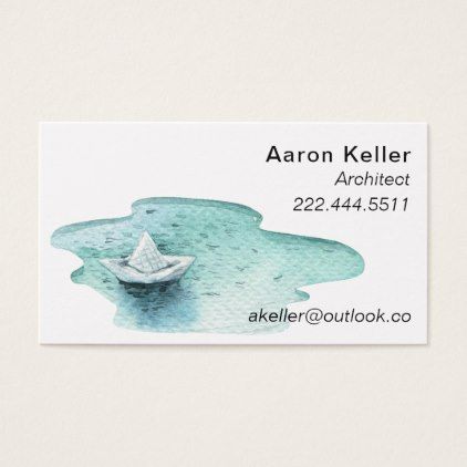 422x422 Watercolor Paper Boat Business Cards