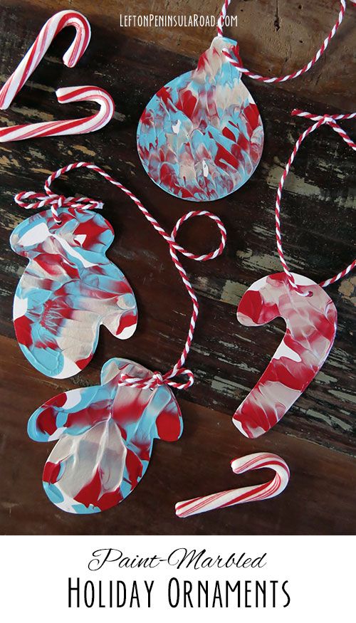 500x875 Easy Christmas Kids Craft Paint Marbled Ornaments And Garland