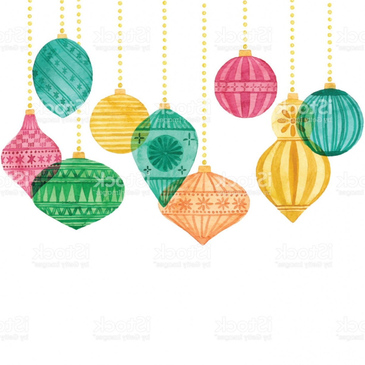 1228x1228 Watercolor Background With Christmas Ornaments Gm Shopatcloth