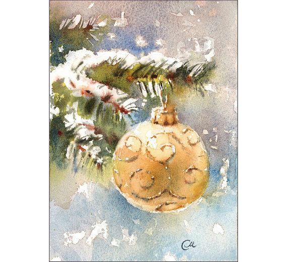 570x520 Watercolor Christmas Ornament
