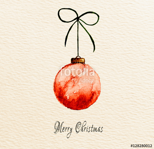 500x484 Watercolor Christmas Ball On Watercolor Paper (Hand Drawn) Stock