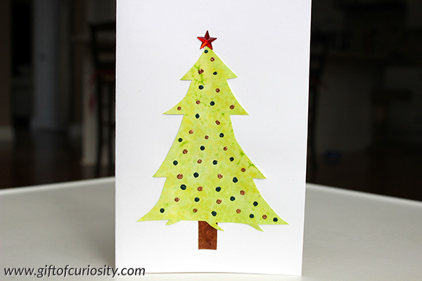 600x400 Watercolor And Salt Painted Christmas Tree Cards