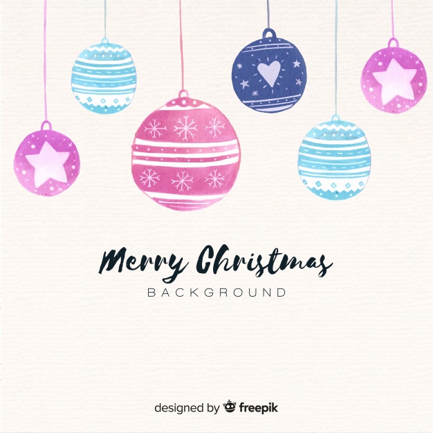 626x626 Watercolor Christmas Balls Background Vector Free Download